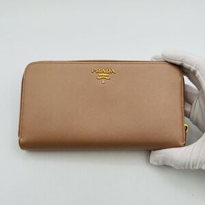 Prada Saffiano Leather Zip Around Wallet